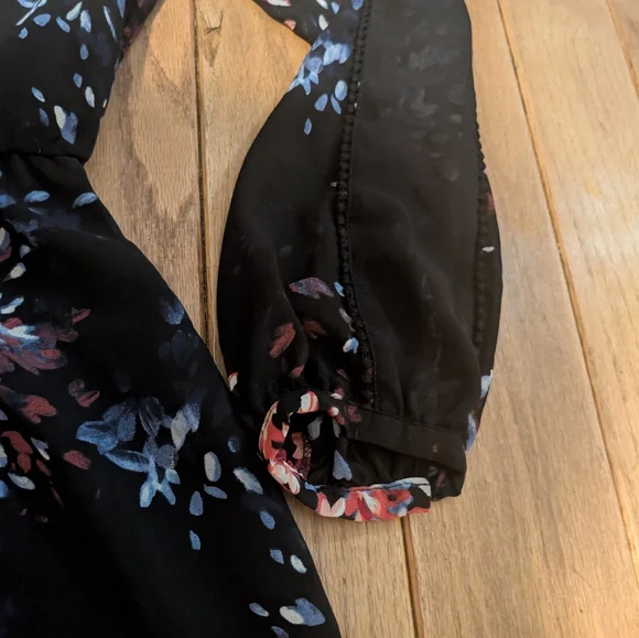 Women's White House Black Market Black Long Sleeve Floral Print Dress Size 10 - Picture 6 of 8